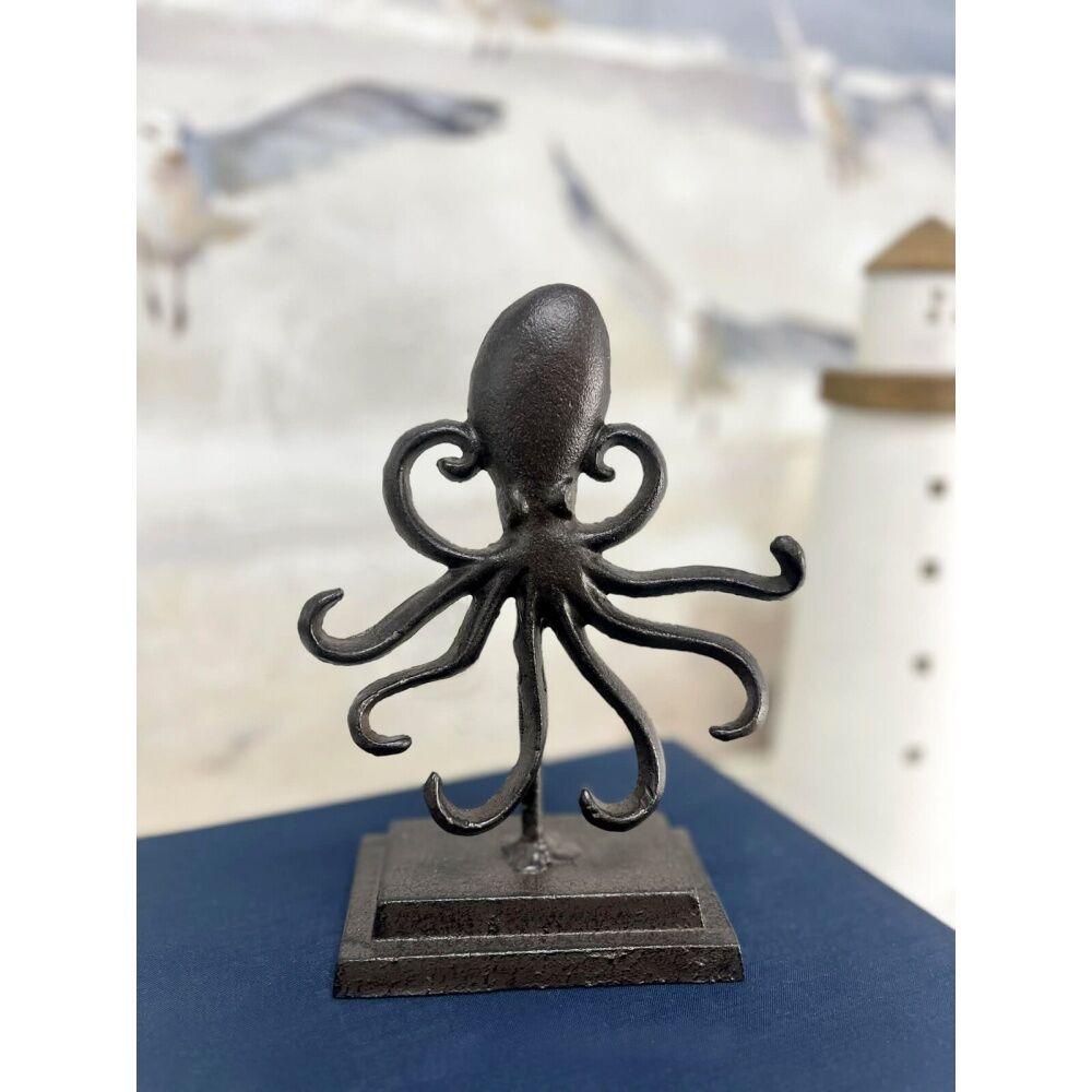 LVD 20x14.5x7cm Octopus On Stand Cast Iron Sculpture Nautical Home Decor — image 2