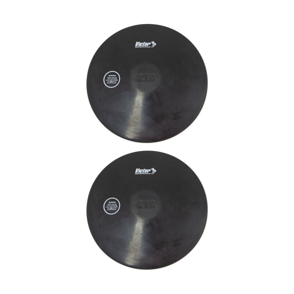 Victor Sports Rubber Discus Durable Training Beginner Use 2kg (2 Pack)
