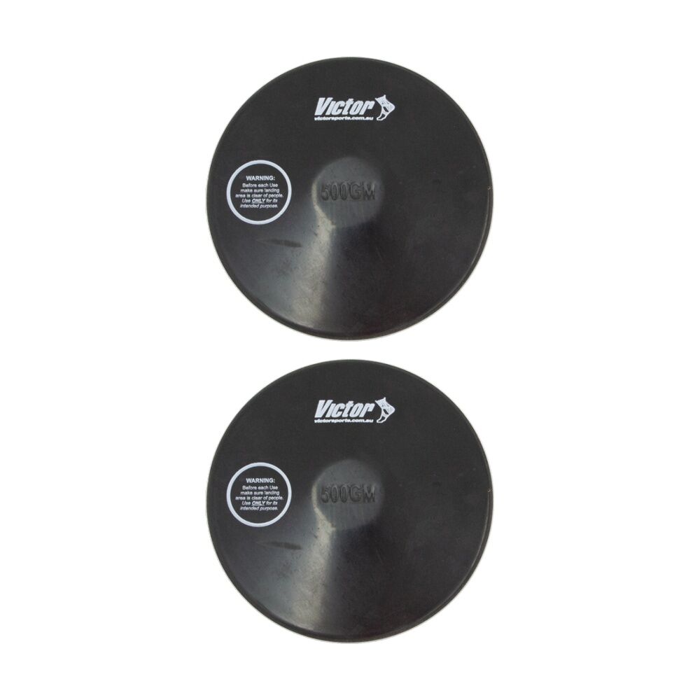 Victor Sports Rubber Discus Durable Training Beginner Black 500g (2 Pack)