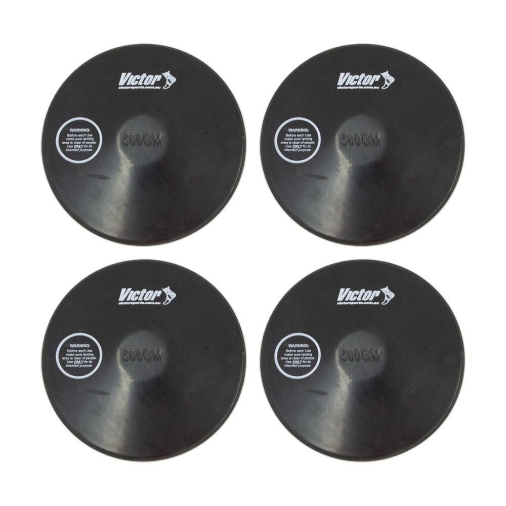Victor Sports Rubber Discus Durable Training Beginner Black 500g (4 Pack)