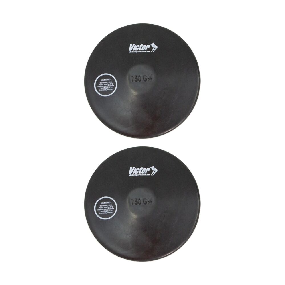 Victor Sports Rubber Discus Durable Training Beginner Black 750g (2 Pack)