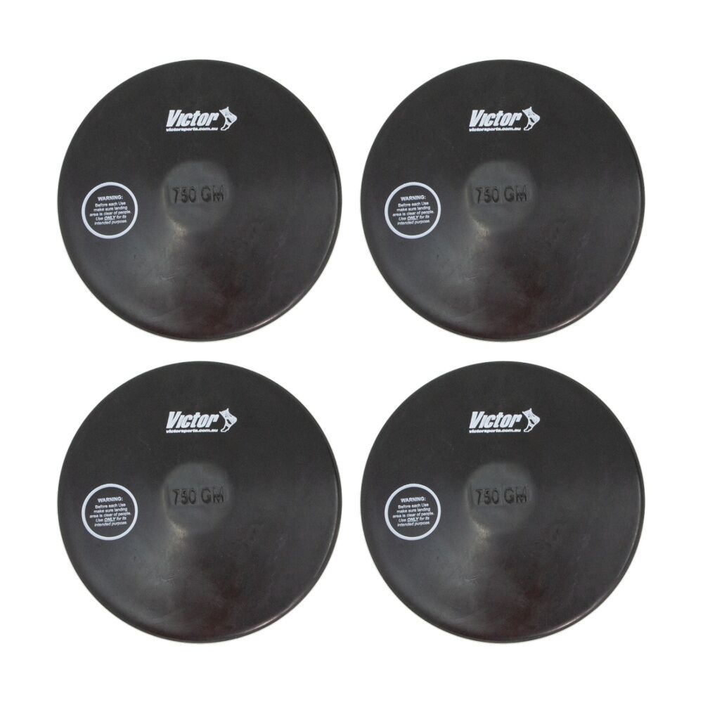 Victor Sports Rubber Discus Durable Training Beginner Black 750g (4 Pack)