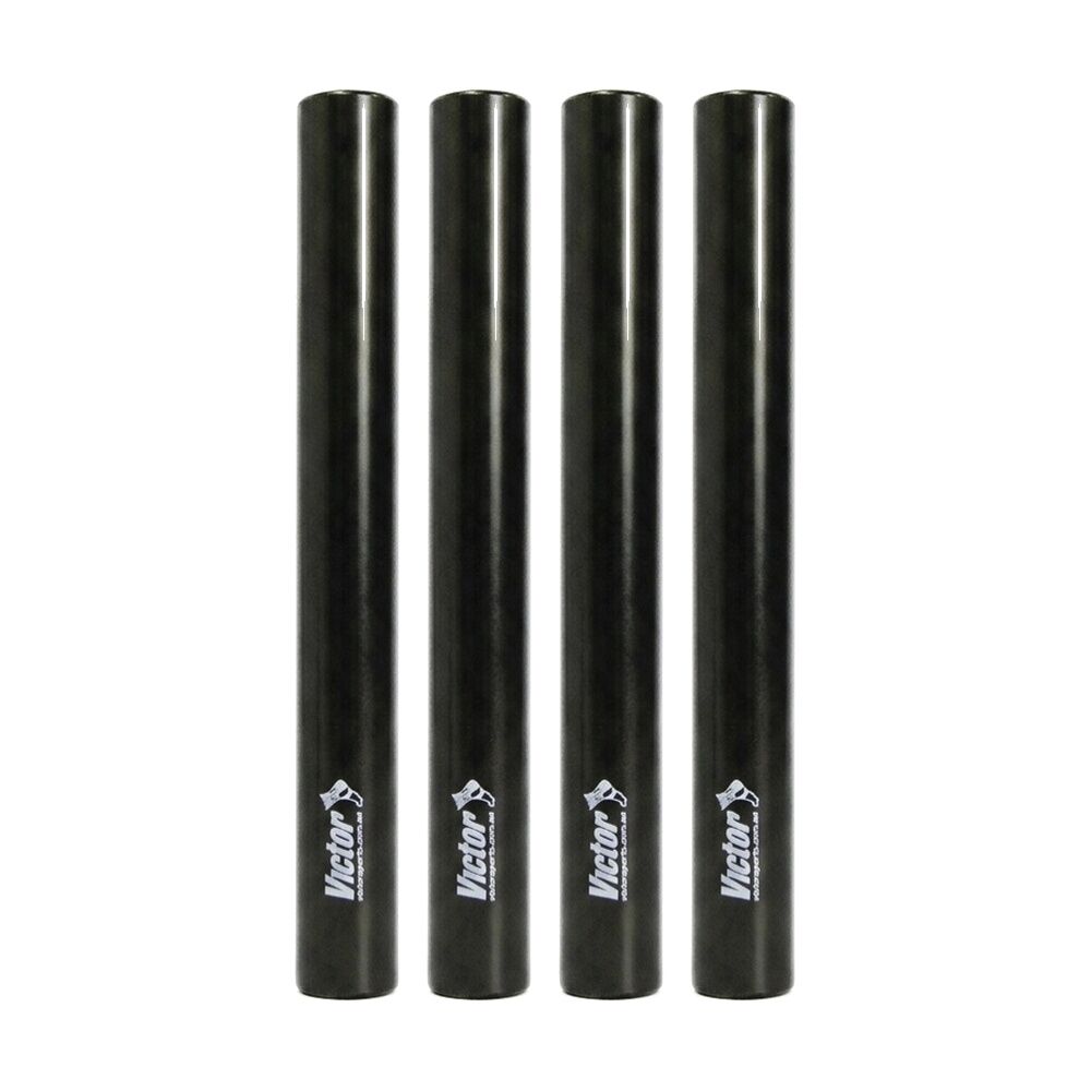 Victor Sports Aluminium Relay Baton Lightweight Smooth Ends Black Junior (4 Pack)