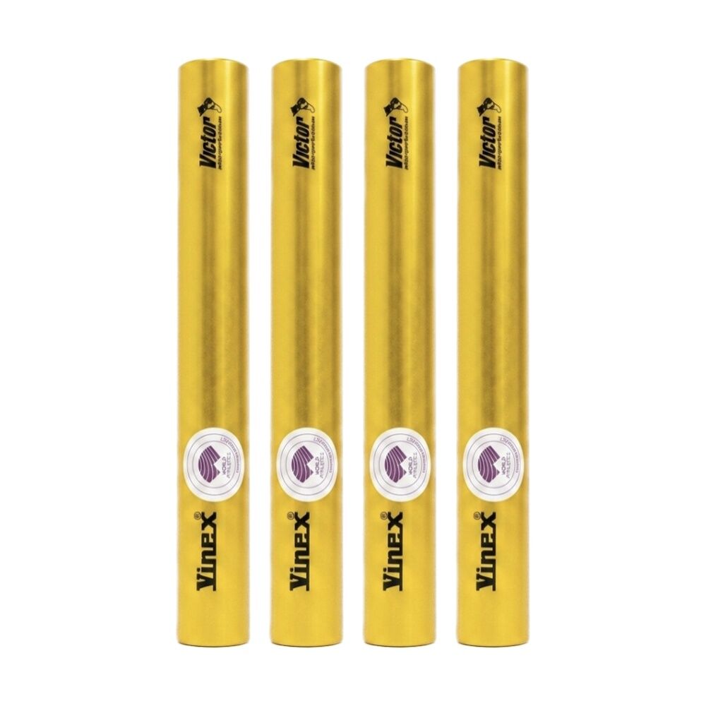 Victor Sports Aluminium Relay Baton Lightweight Smooth Ends Gold Senior (4 Pack)