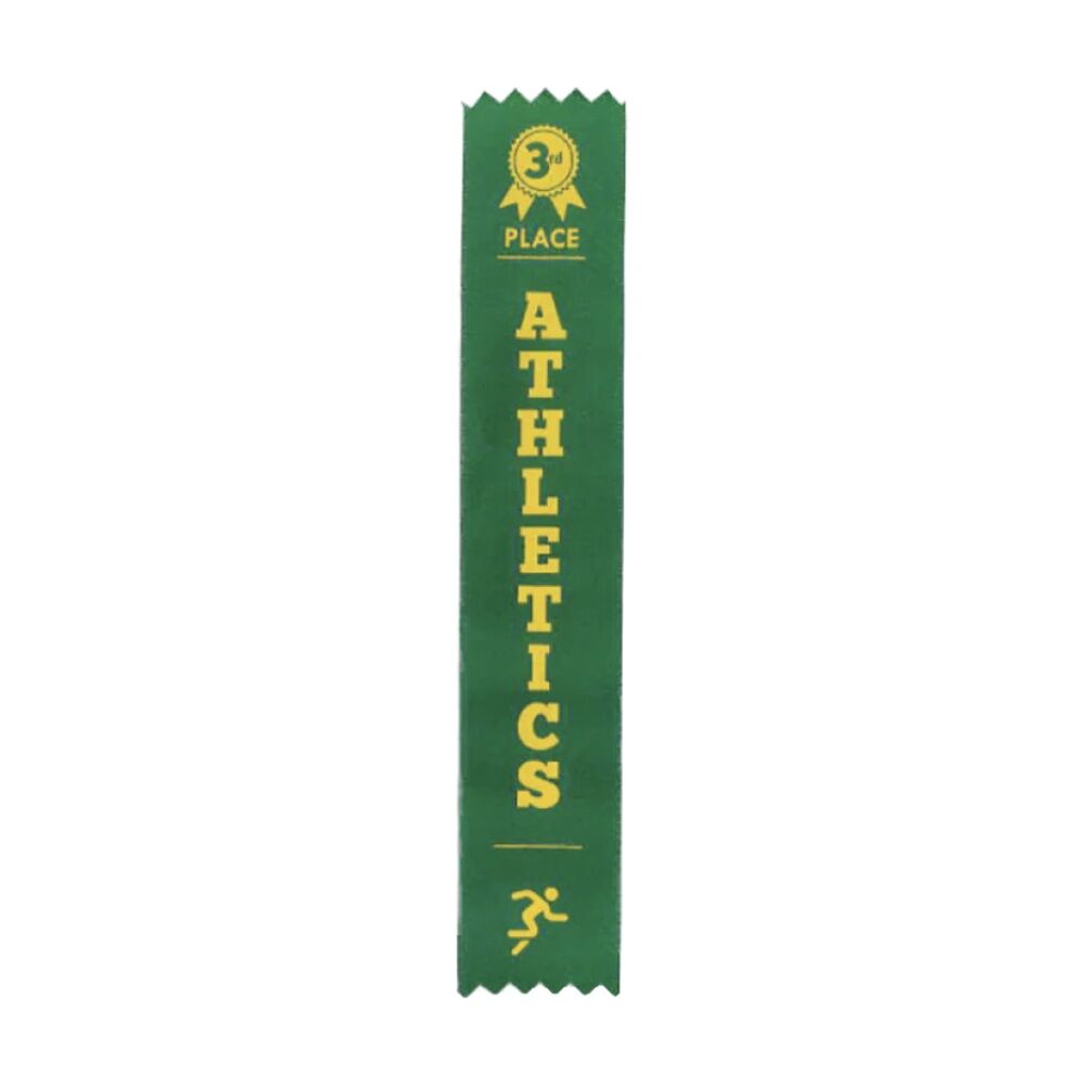 Victor Sports Victor Ribbons Athletics - Pack of 100 Third Place - Polyester 3cm x 17cm Green 3x17cm
