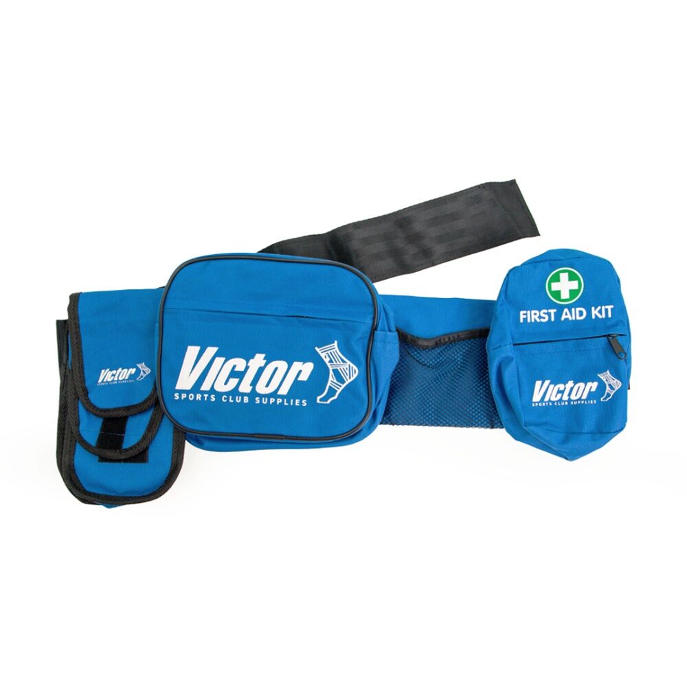 Victor Sports First Aid Bumbag with Hook and Loop Fastener - Purpose Designed Waist Bag with 6 Pockets for Medical Supplies - 57cm x 9cm x 16cm