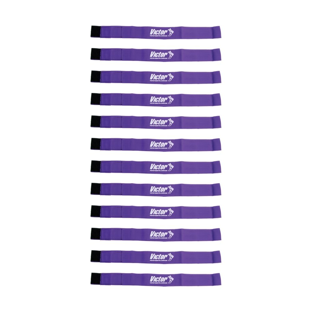 Victor Sports Nylon Sash Hook Loop Fastener Adjustable Purple 5x100cm (12 Pack)