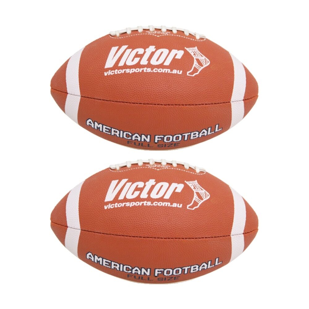 Victor Sports American Football Full Size Synthetic Rubber Ball (2 Pack)