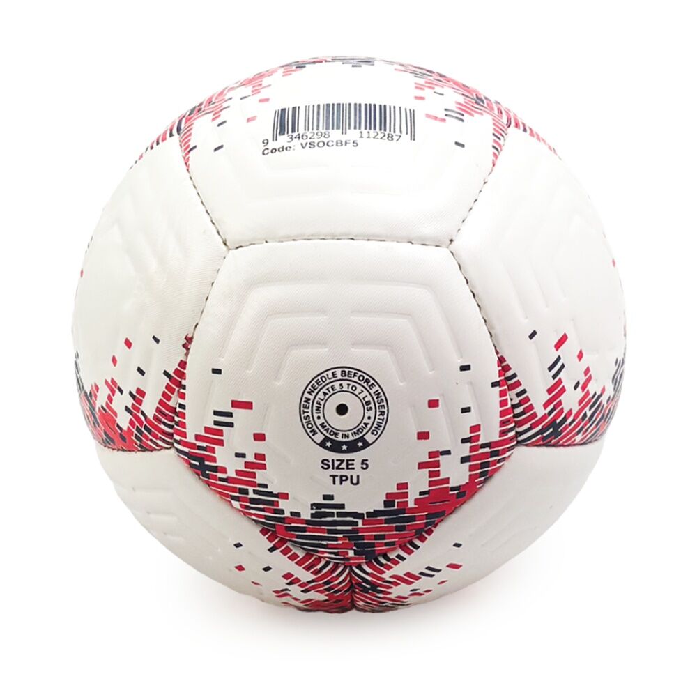 Victor Sports Flame Soccer Ball Size 5 - White Red Black - Textured PVC - Hand Stitched 8 Ply Super Thread - Latex Bladder - Ideal For Training — image 3