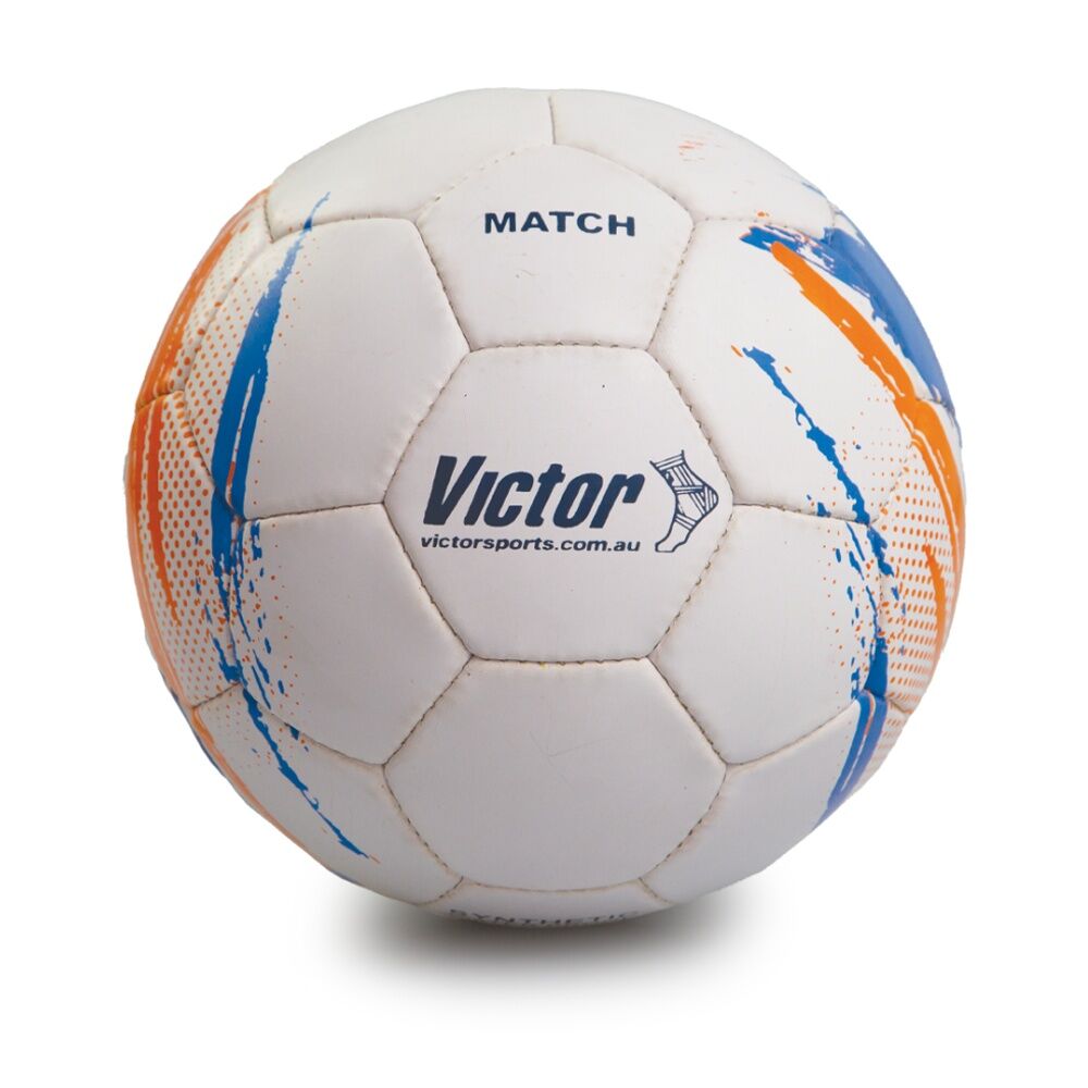 Victor Sports Match Soccer Ball Size 4 - Orange Blue - Durable Synthetic Rubber - Hand Stitched 3 Ply Polyester Cotton Linings - Latex Bladder - — image 3
