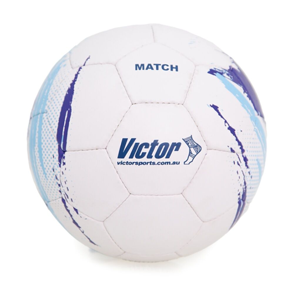 Victor Sports Match Soccer Ball Size 5 - Blue - Durable Synthetic Rubber - Hand Stitched 3 Ply Polyester Cotton Linings - Latex Bladder - Official