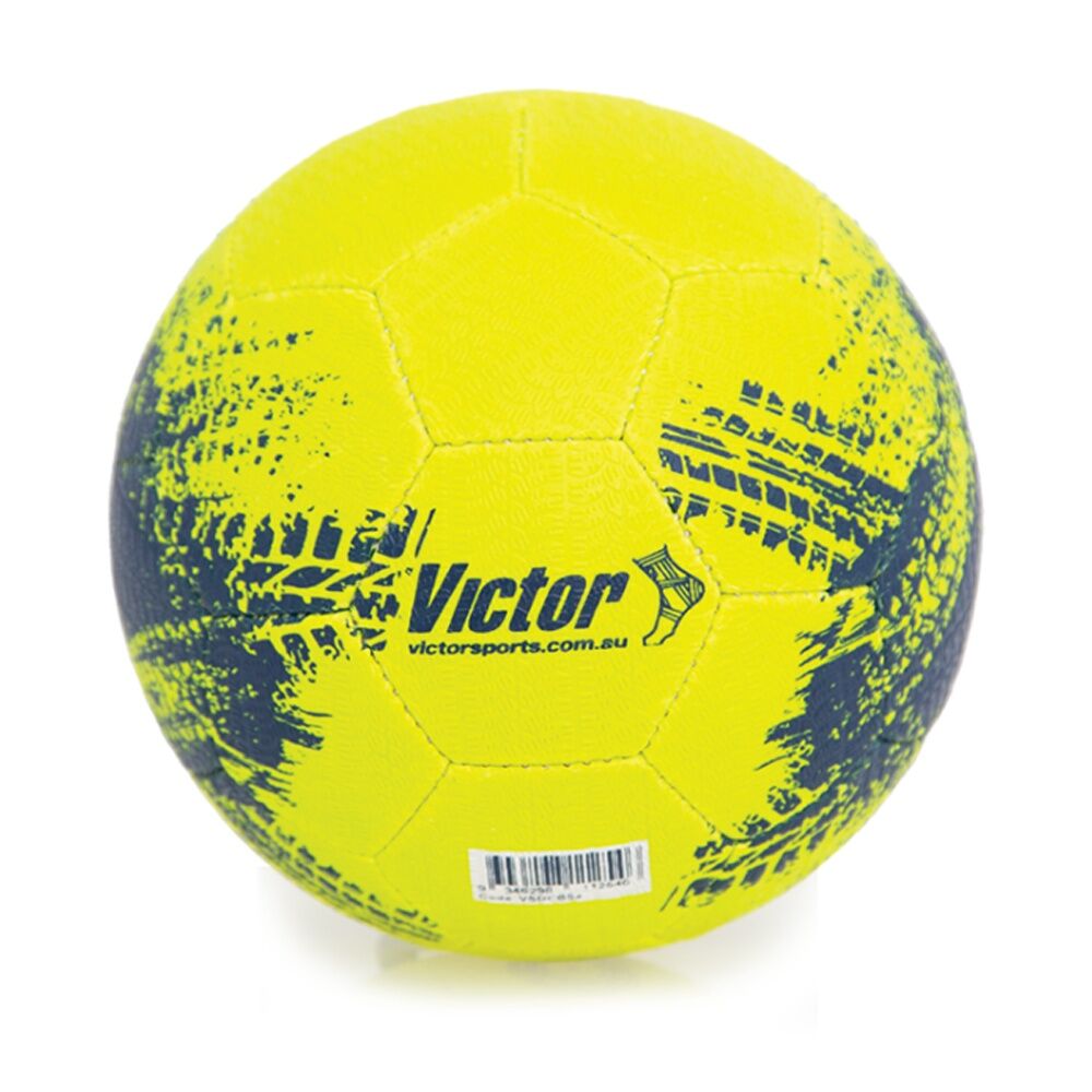 Victor Sports Soccer Ball Street Size 4 - Durable Rubber Compound - Hand Stitched - Tyre Grip Finish For All Weather - Yellow - Suitable For Concrete — image 3