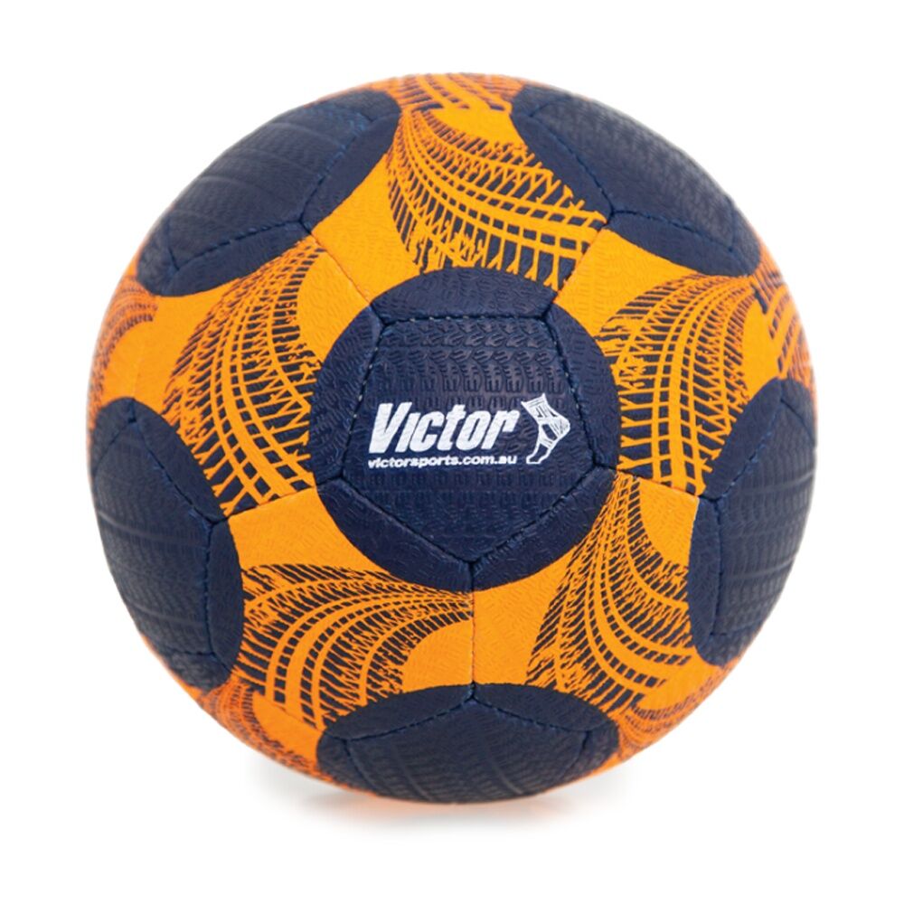 Victor Sports Soccer Ball Street Size 5 - Durable Rubber Compound - Hand Stitched - Tyre Grip Finish For All Weather - Orange - Suitable For Concrete — image 3