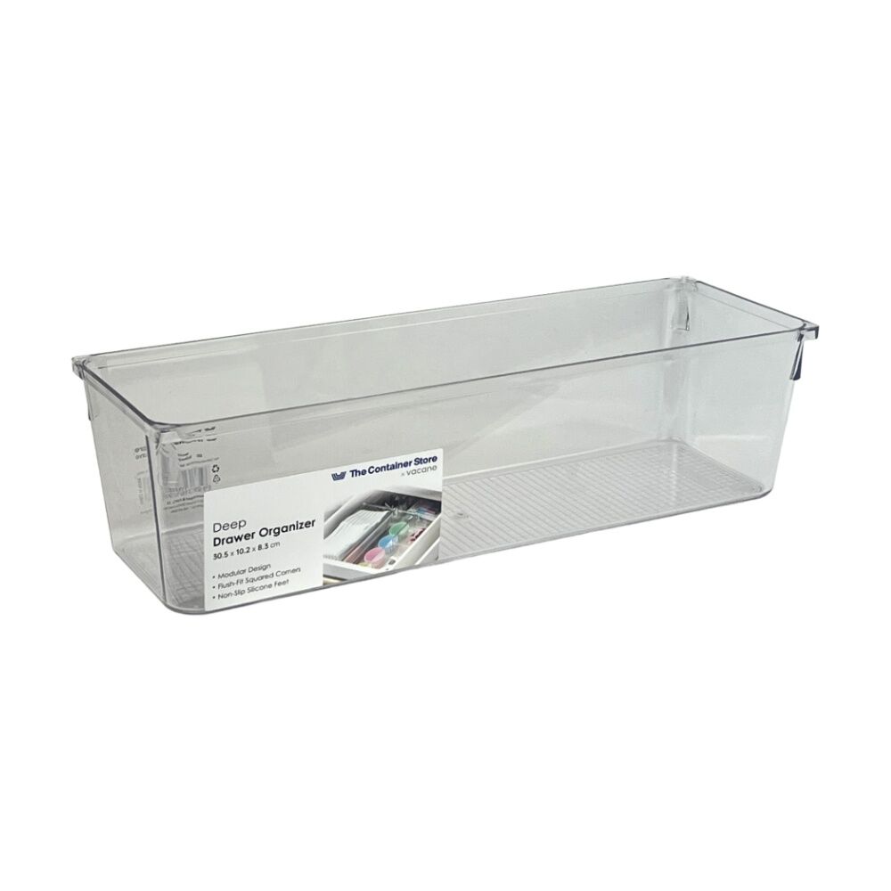 The Container Store Deep Drawer Organiser - Clear Polyethylene Terephthalate - Long Deep Space Storage - 30.5 x 10.2 x 8.3 cm — image 2