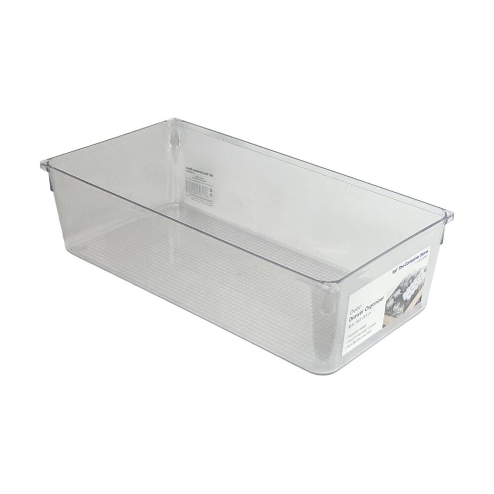 The Container Store Deep Drawer Organiser - Clear Polyethylene Terephthalate - Maximised Deep Drawer Storage - 30.5 x 15.2 x 8.3 cm