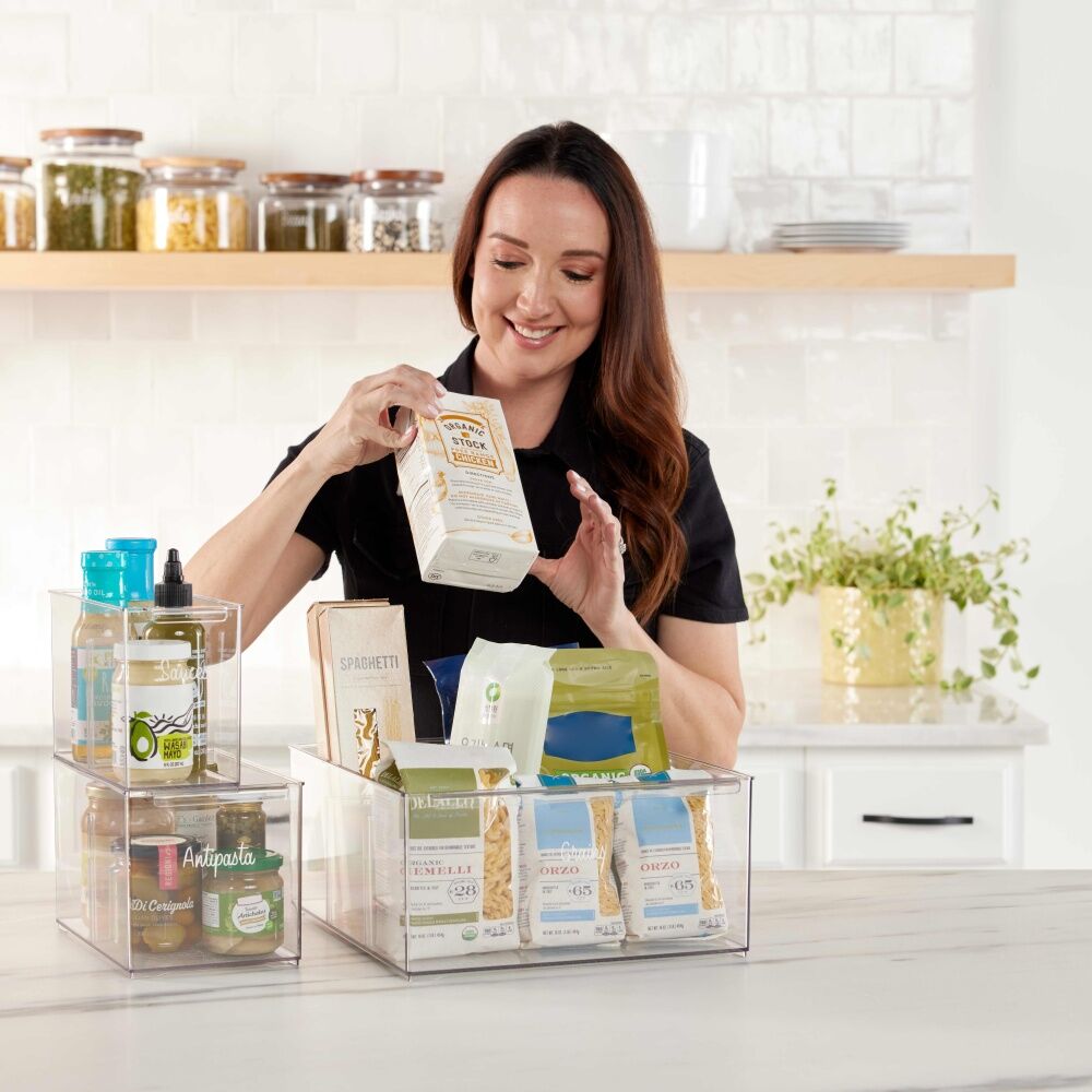 The Container Store Pantry Bin Medium w/ Divider Plastic Organiser Clear — image 3