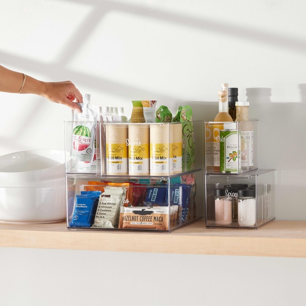 The Container Store Pantry Bin Medium w/ Divider Plastic Organiser Clear — image 4