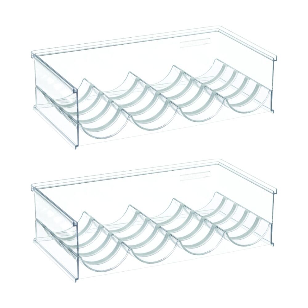 The Container Store Stacking Four Bottle Holder Clear Plastic Rack Organiser (2 Pack)