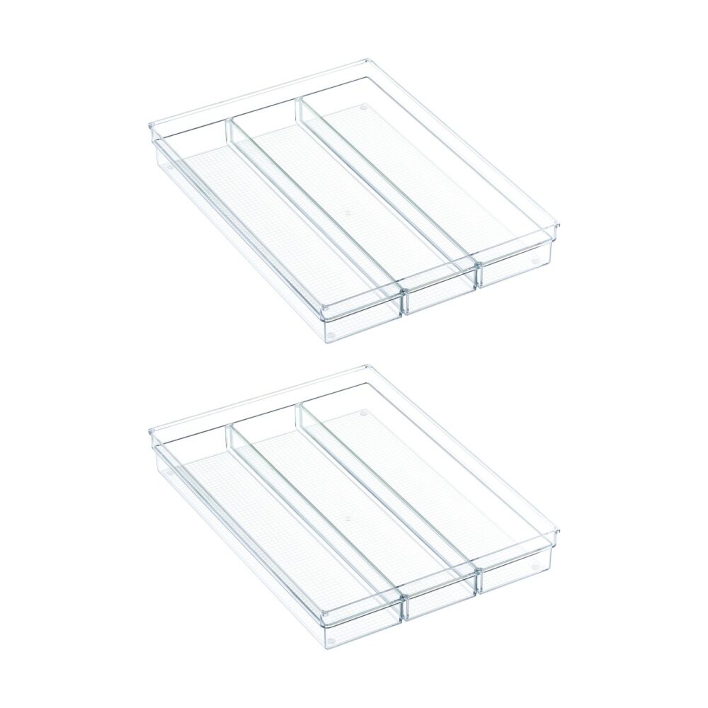 The Container Store Drawer Cutlery Tray Plastic Kitchen Organiser Clear (2 Pack)