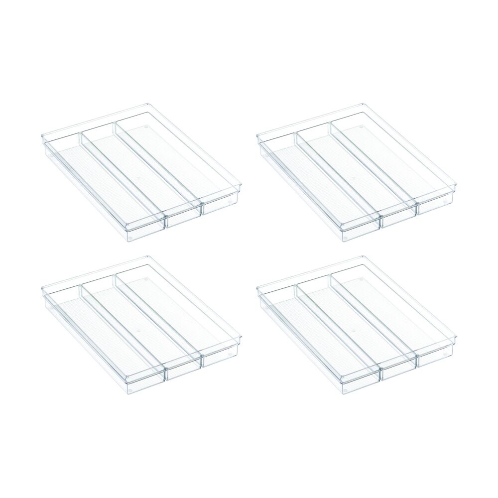 The Container Store Drawer Cutlery Tray Plastic Kitchen Organiser Clear (4 Pack)