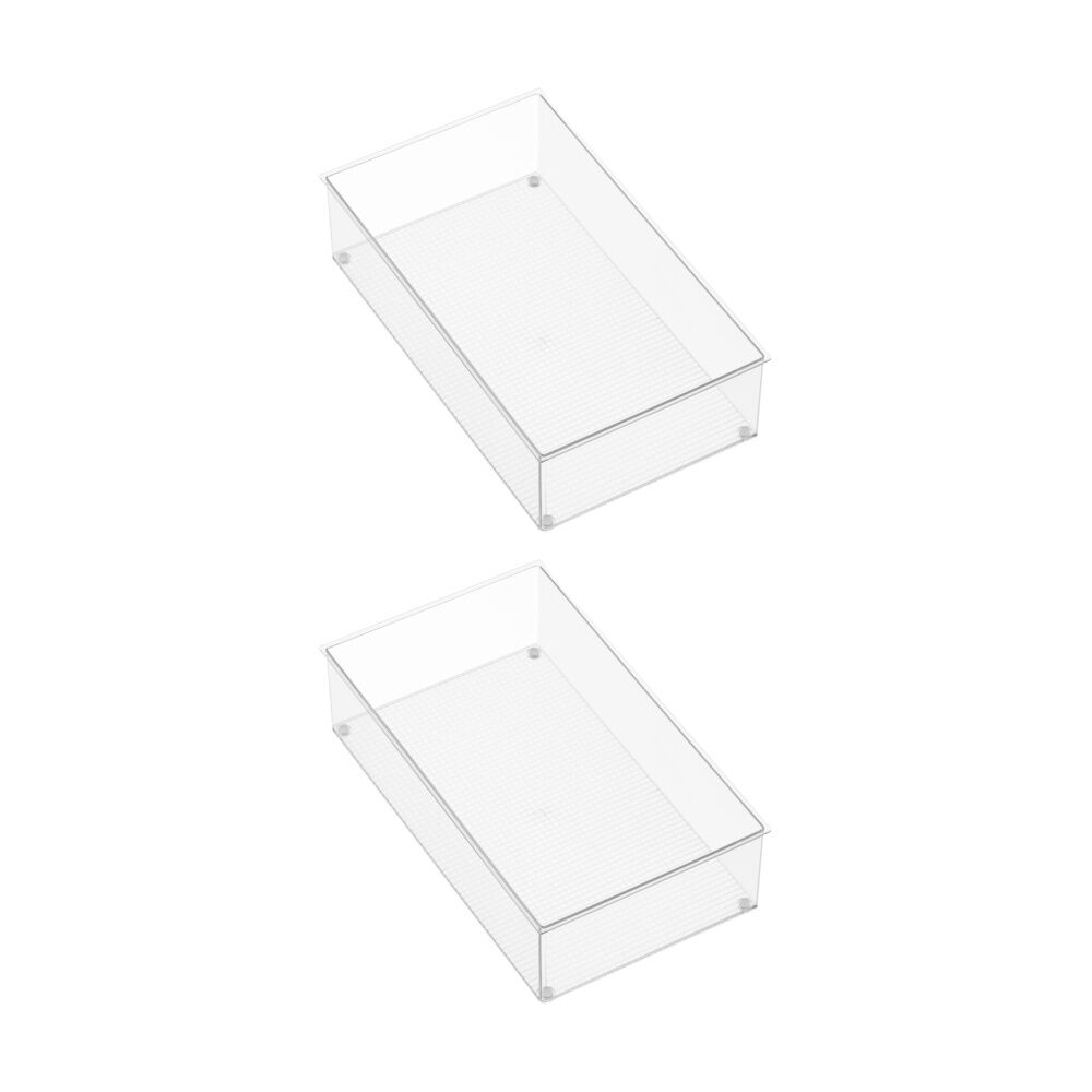 The Container Store Drawer Organiser Wide Insert Clear 38x22x10cm (2 Pack)