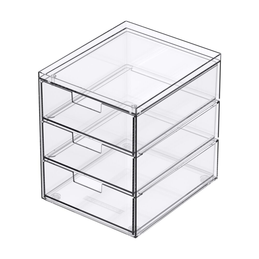 The Container Store 3 Drawer Organiser Home Office Storage Clear (4 Pack) — image 2