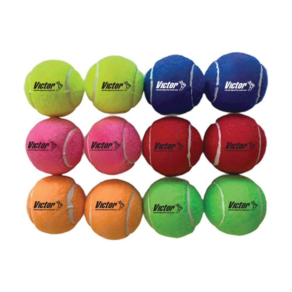 Victor Sports Tennis Ball Pressureless Training Balls Set Multicolour (12 Pieces)