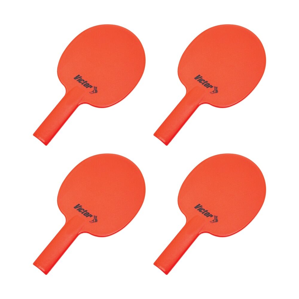 Victor Sports Plastic Table Tennis Bat Lightweight Durable Red 27x15cm (4 Pack)