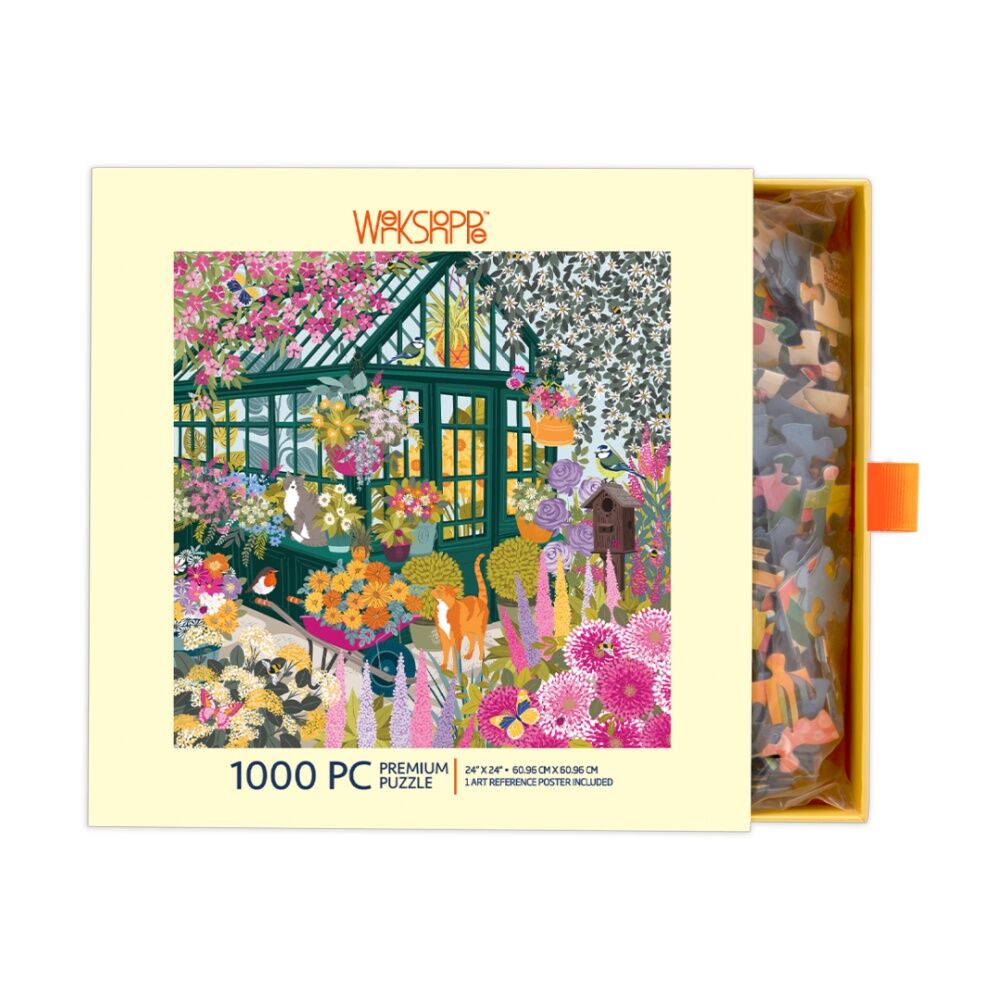 Werkshoppe Spring Greenhouse Colourful Flower Illustration Puzzle (1000 Pieces)