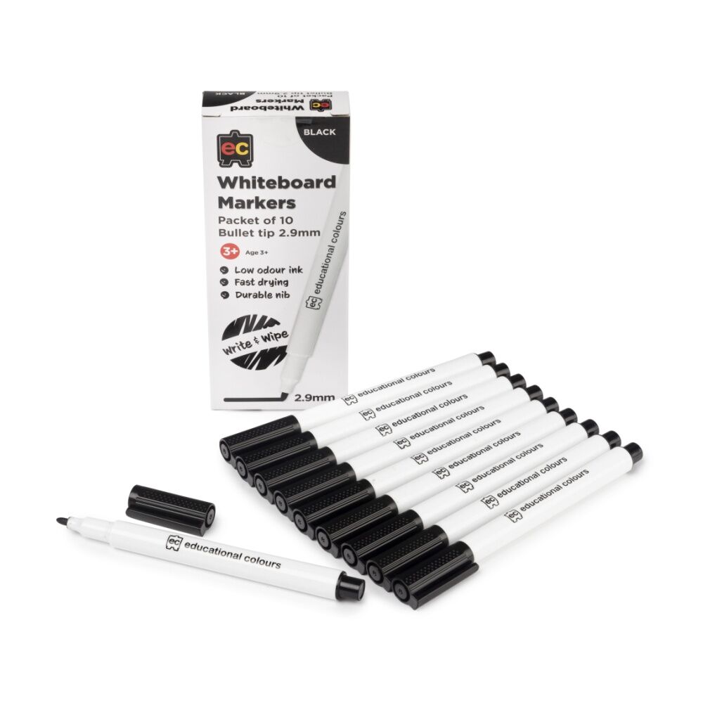 Educational Colours Whiteboard Thin Black Marker 2.9mm Tip Kids 3y+ (10 Pieces) — image 3