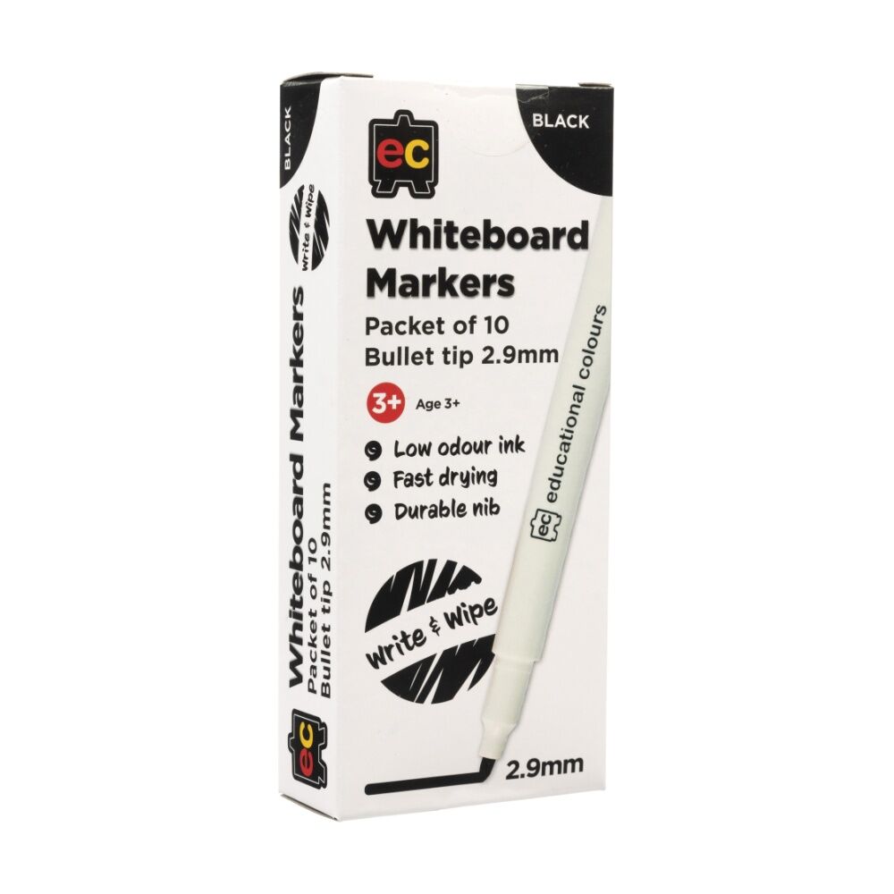 Educational Colours Whiteboard Thin Black Marker 2.9mm Tip Kids 3y+ (10 Pieces) — image 2