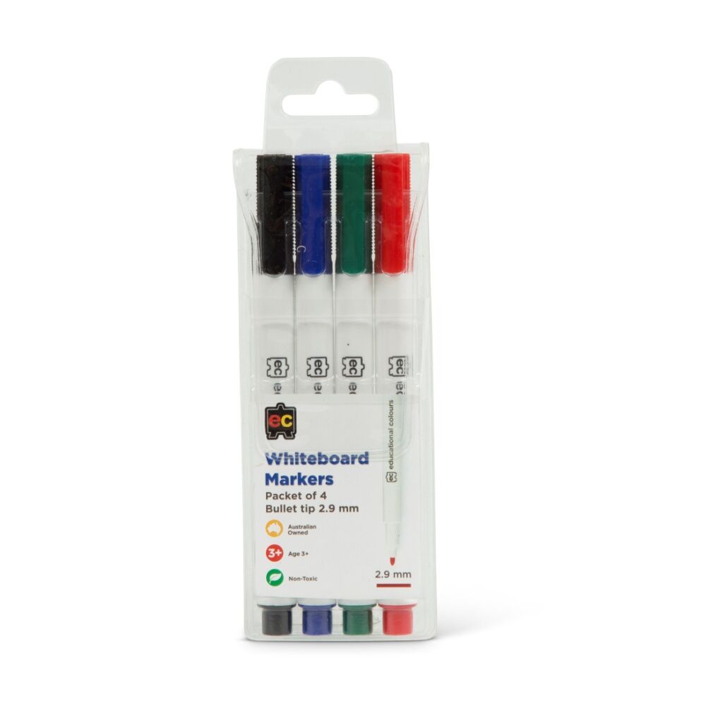 Educational Colours 4pc Educational Colours Whiteboard Thin Coloured Marker Kids 3y+ Assorted (16 Pack) — image 2