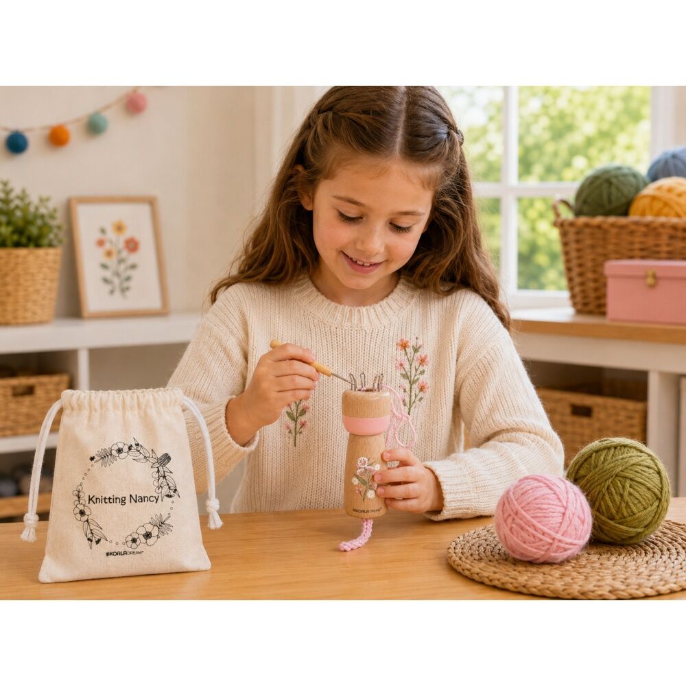 Koala Dream Australian Flora Knitting Doll Gum Blossom - Wooden Crochet Nancy Kit - Includes Pick, Wool & Fabric Bag - Builds Fine Motor Skills - 3cm — image 7