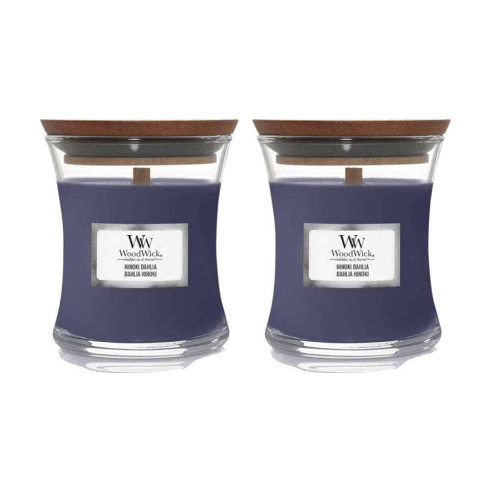 Woodwick Hinoki Dahlia Scented Soy Wax Candle Crackling Wick Mini (2 Pack)