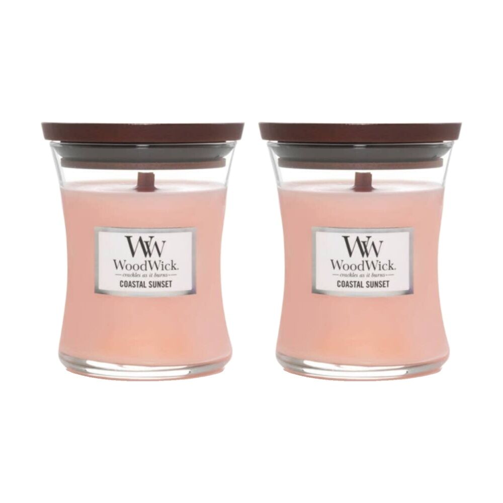 Woodwick Coastal Sunset Scented Soy Wax Candle Crackling Wick Tropical Mini (2 Pack)
