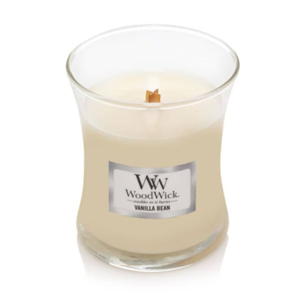 Woodwick Vanilla Bean Scented Soy Wax Candle Crackling Wick Sweet Gourmand Mini Woodwick — image 2