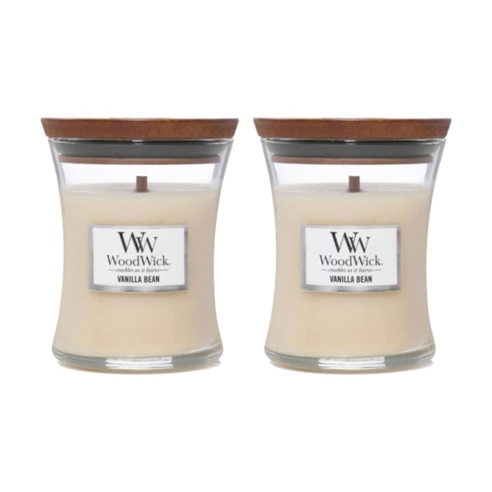 Woodwick Vanilla Bean Scented Soy Candle Crackling Wick Sweet Gourmand Mini (2 Pack)