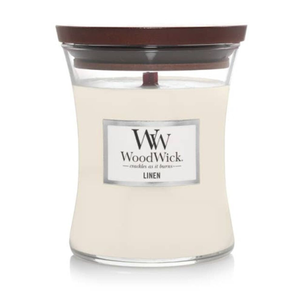 Woodwick Linen Scented Soy Wax Candle Crackling Wick Fresh Clean Mini (2 Pack) — image 2
