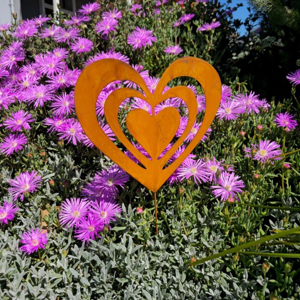 Bronrob 45x20.9cm Cut Out Love Heart Outdoor Garden Decorative Stake Large — image 2