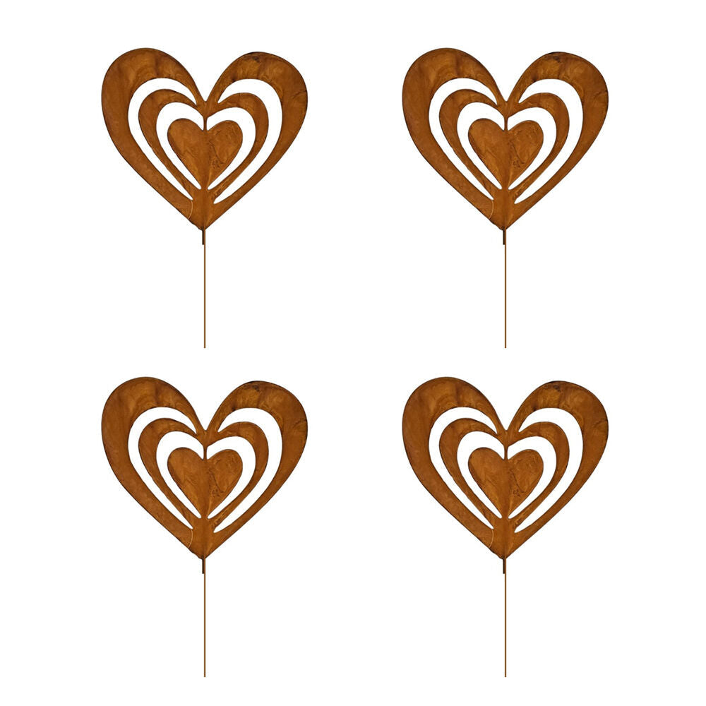 Bronrob Cut Out Love Heart Outdoor Garden Decorative Stake Large 45x20.9cm (4 Pack)