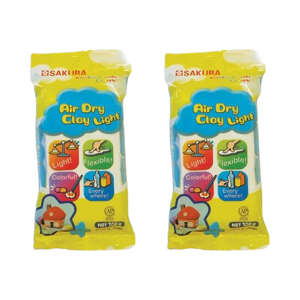 Sakura Art/Craft Light Air-Dry Modelling Sculpting Clay 100g (2 Pack)