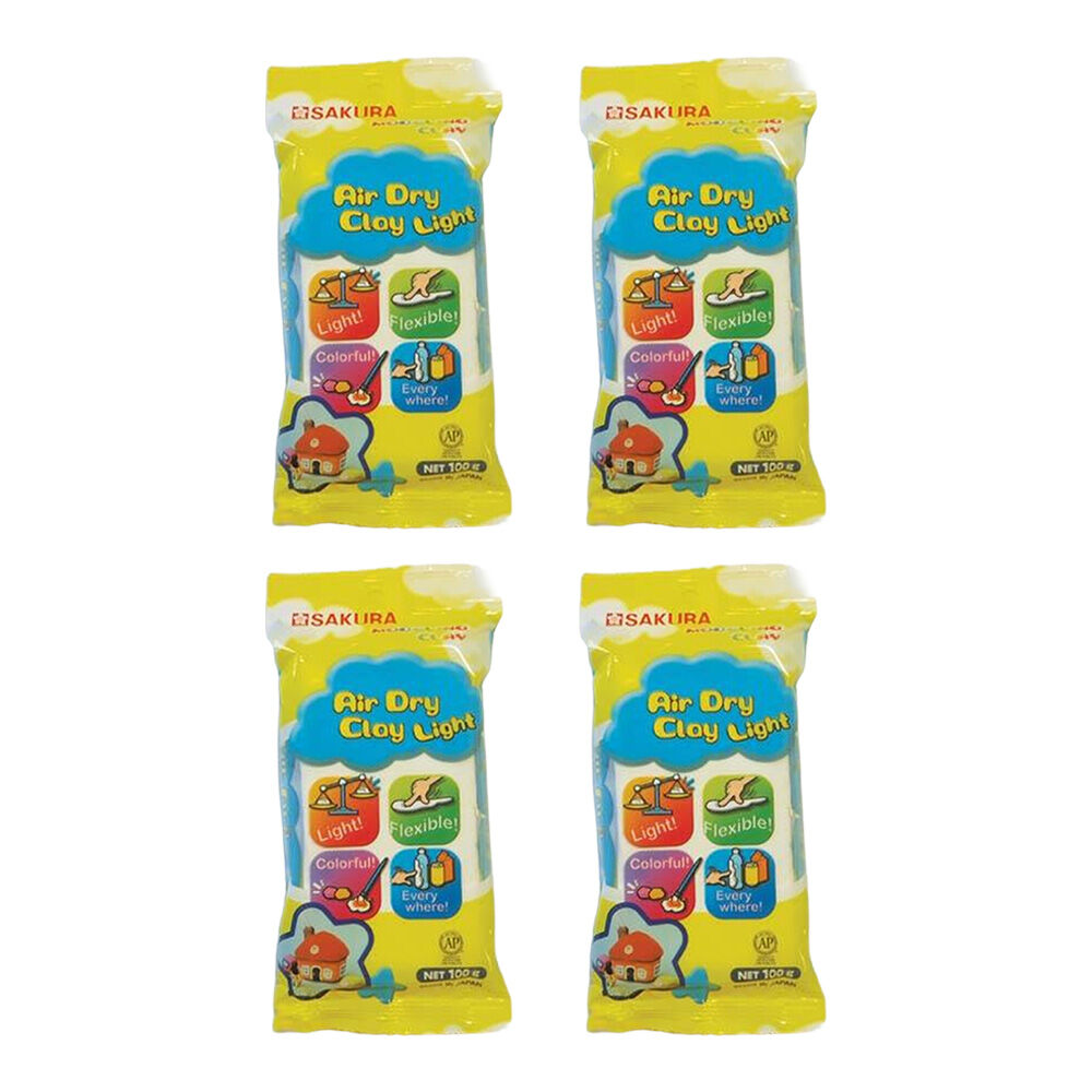 Sakura Art/Craft Light Air-Dry Modelling Sculpting Clay 100g (4 Pack)