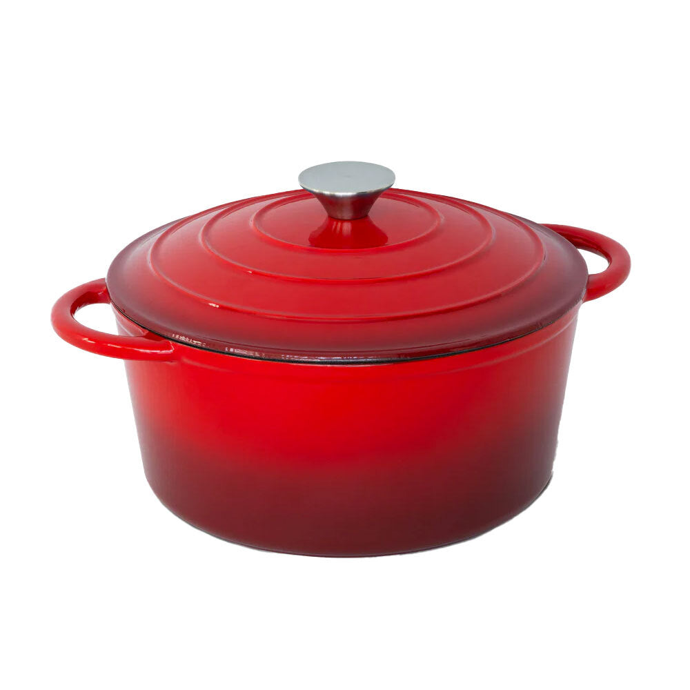 Healthy Choice Enamelled Cast Iron Casserole Cooking Dish Red 26cm 4.7L