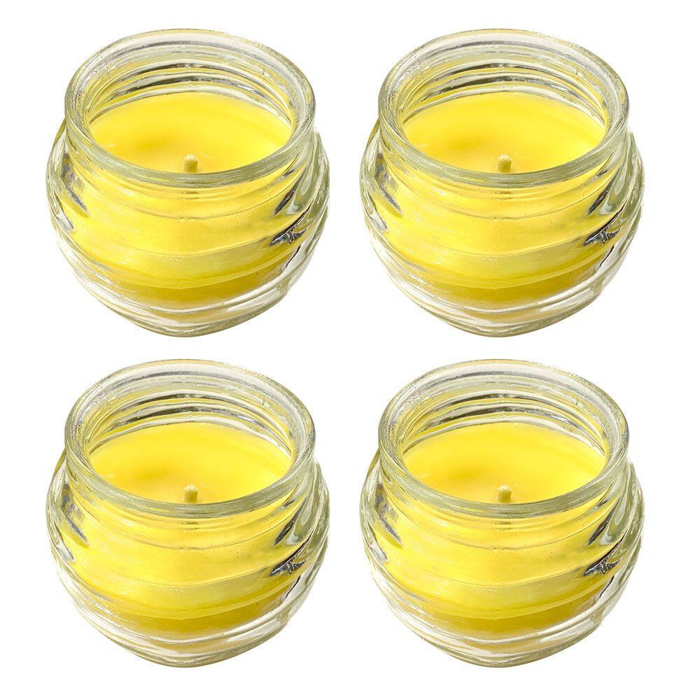 200g Glass Citronella Mini Candle Outdoor Decorative Fragrance Decor Yellow (4 Pack)