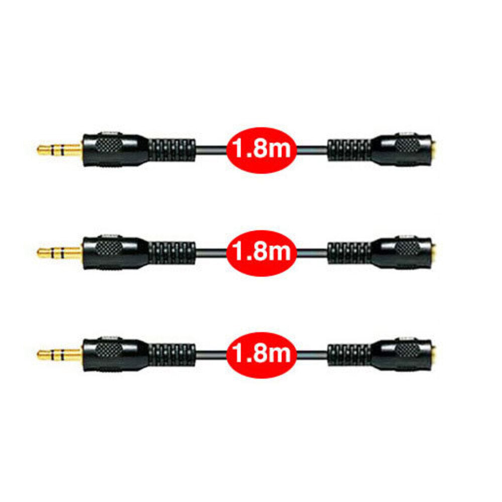 Sansai 1.8m Stereo AUX/Cable Audio 3.5mm Male to Female/Auxiliary Extension (3 Pieces)