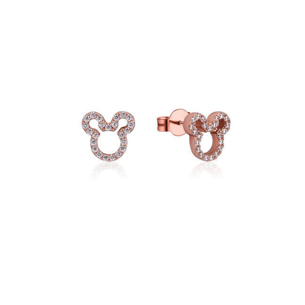 Couture Kingdom 10mm Rose Gold Disney Mickey Mouse Outline Stud Earrings