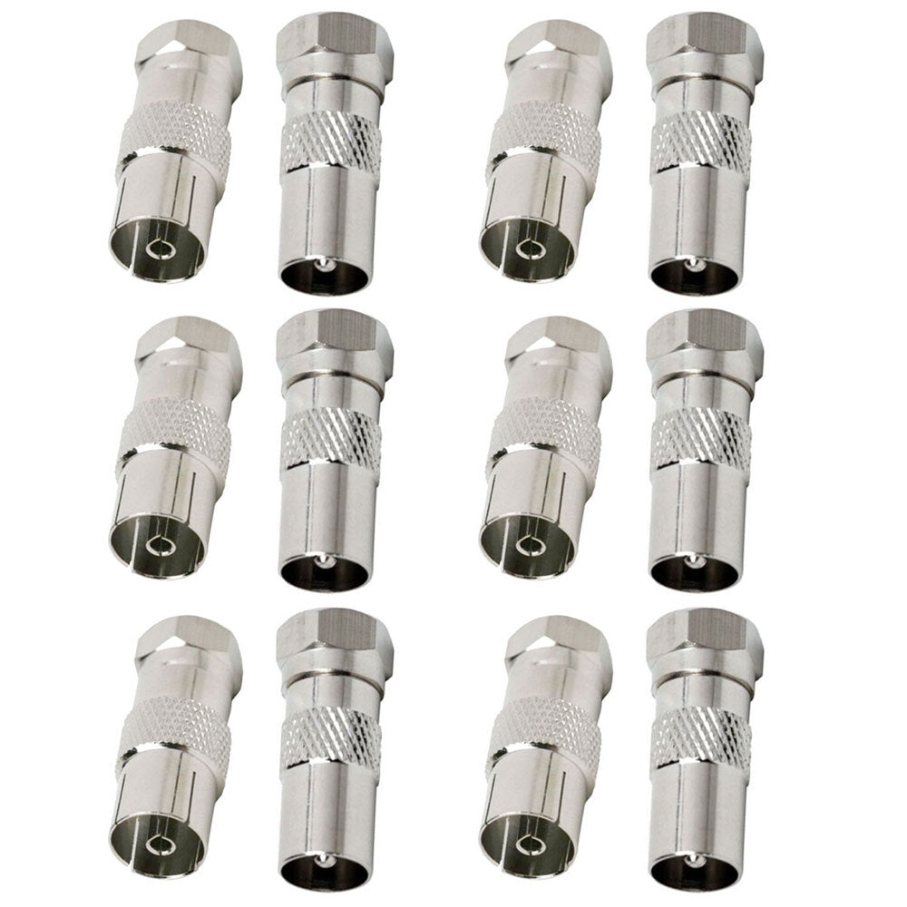 Sansai F-Type Male to Coax Female Socket/F Male to PAL M TV Antenna Cable Adapter (12 Pieces)