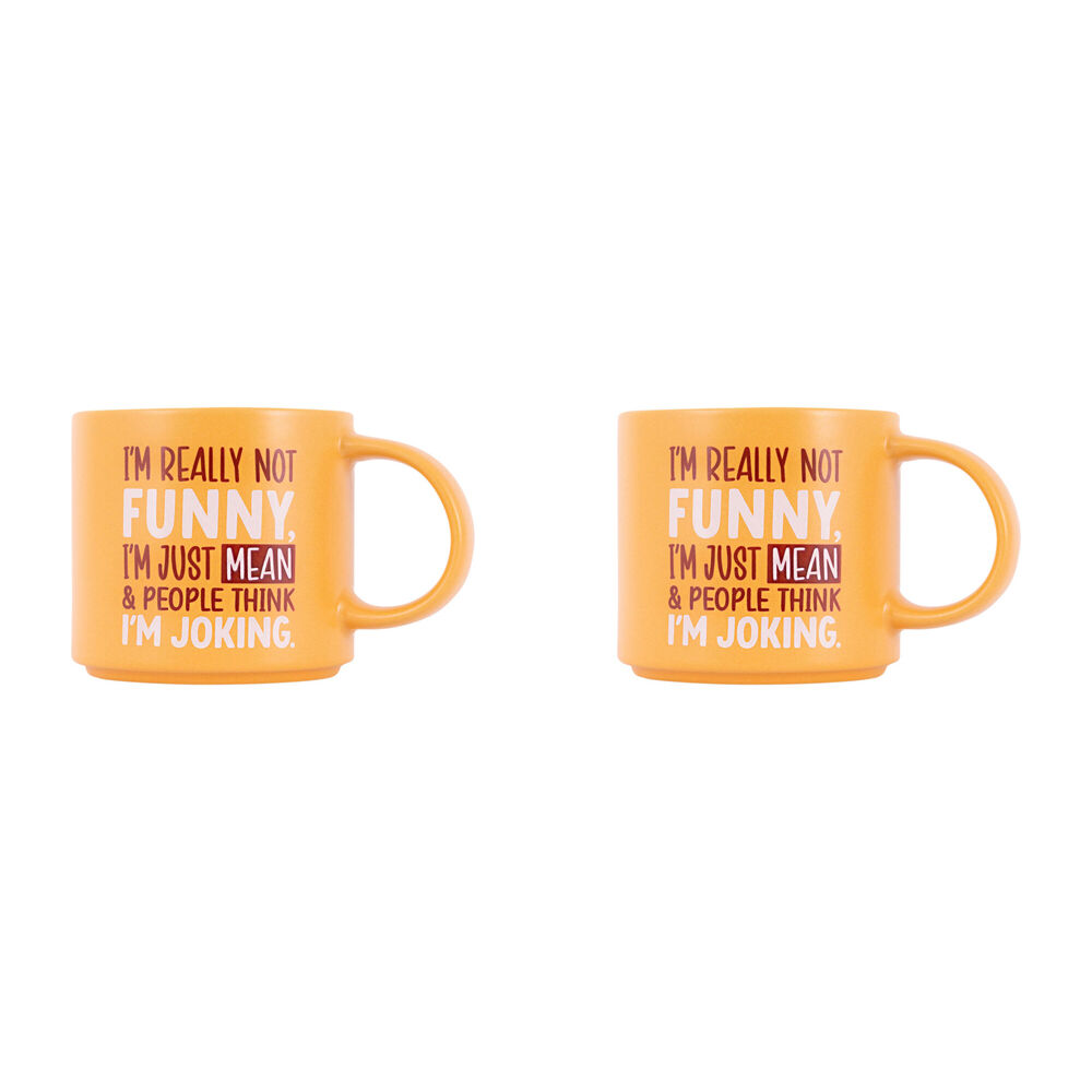 Splosh Cheeky Joking Ceramic Coffee/Tea Home Mug Drinkware 9x13.5cm Orange (2 Pack)