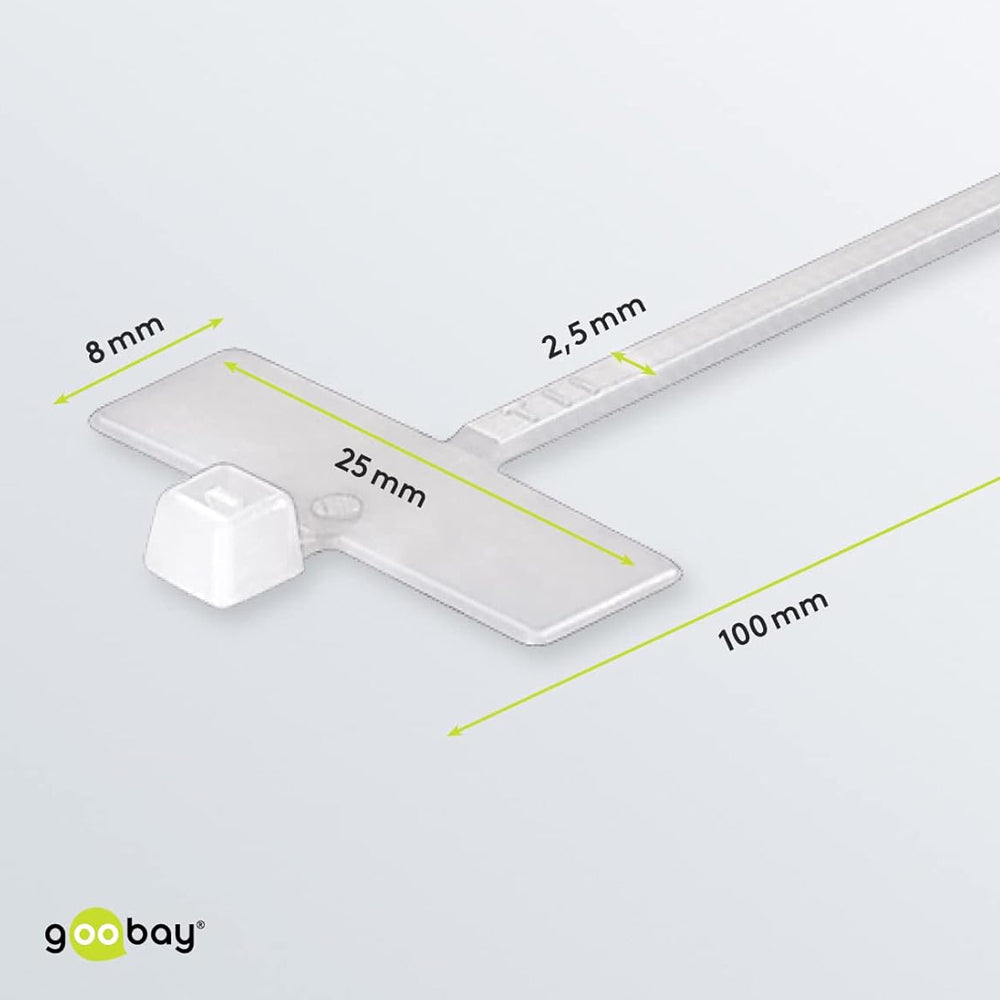 Goobay 2.5cm Cable Marker Tie Cord Management w/ Labelling Field Transparent — image 3