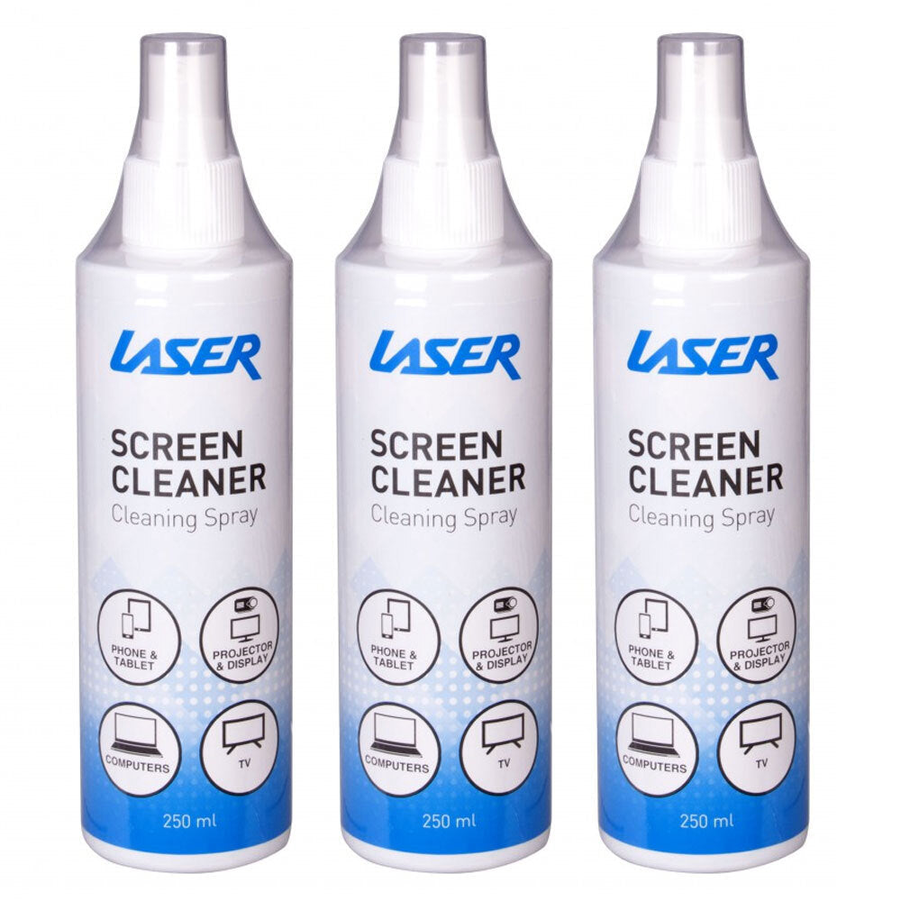 Laser 250ml Cleaning Spray Cleaner for Electronics/Laptop Monitor PC Screens (3 Pack)